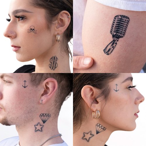 Thug Ink Temporary Tattoos - Volume IV - 8 Temporary Tattoos ~ Face Tattoos ~ Microphone, Dollar ...