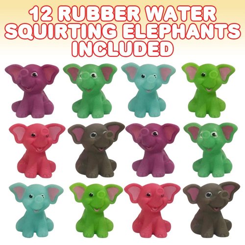 ArtCreativity Rubber Water Squirting Elephants, Pack of 12, Bathtub and Pool Toys for Kids, Safe and Durable Water Squirters, Birthday Party Favors, Goodie Bag Fillers