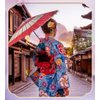 CRB Fashion Womens Kimono Traditional Tsumami Kanzashi Outfit Wedding Japanese Asian Yukata Hair Tie Flower Floral Sakura Fan Barrette Clip (Lilac Blue)