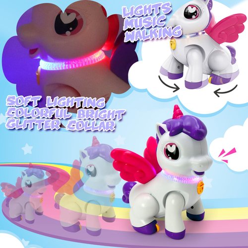 Dewhuh Musical Unicorn Baby Crawling Toys for 3 Years Old Girl Baby, Walking Interactive Action Infant Light up Toy,Tummy Time Toddle Development Learning Birthday Gift for 7 8 9 10 11 12 Month