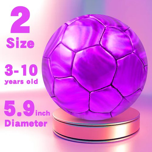 DLUGOPIS 2 Pcs Sparkling Purple Size 2 Toddler Soccer Ball Kids Soccer Ball Mini Soccer Ball Age 3-8 Indoor Soccer Ball Small Soccer Ball for Practice Grass Yard Toy Boys Girls Gift Outdoor Sport