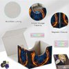 Qindaiwen Card Deck Box for MTG, Fits 100+ Single Sleeved Cards, PU Leather Trading Card Storage Box for TCG, CCG, MTG Cards, Strong Magnet Magic Gathering Deck Box, Flame Tiger
