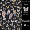 ALGLEA 20PCS Butterfly Nail Charms, 3D Butterfly Charm for Nail Alloy Butterfly Nail Art Charms with Gems and Rhinestones for Nail Design Cute Nail Art Decorations Supplies(White Silver