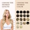 GOO GOO Clip in Hair Extensions Real Human Hair, 14inch 130g 9Pcs, 18A/613A Dark Blonde Highlighted Bleach Blonde, Remy Human Hair Extensions Clip ins for Women, Natural Human Hair