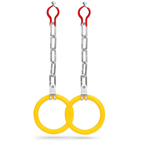 SereneLifeHome 2 Clamping Hoops Gymnastic Bar - Monkey Ring Outdoor Backyard Ninja Line Accessories Set, Durable Ninja Rings, Gymnastic Rings, Ring Bell, Equipment for Kids - ACCSLGYMBAR20