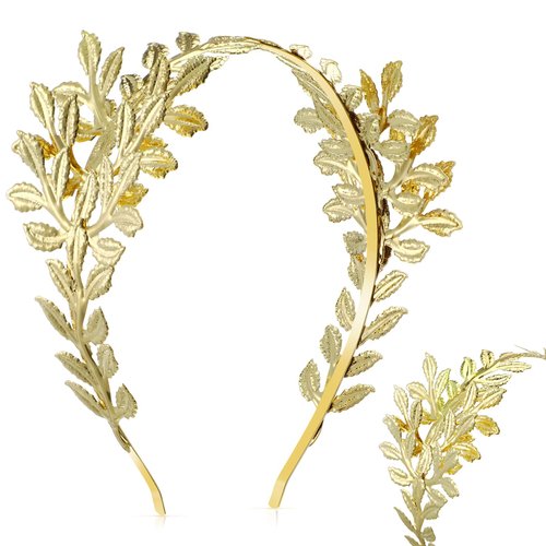 Tiaras and Crowns for Women - Golden Laurel Leaves Tiaras for Women, Bridal Headband Princess Tiara for Girls Queen Crown Greek Roman Gold Headpiece Wedding Hair Comb