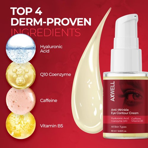AXWELL Eye Repair Cream, Under Eye Cream For Puffiness And Bags Under Eyes, Anti-Wrinkle Moisturizing Eye Contour Cream with Coenzyme Q10, Hyarulonic Acid, Caffeine, Hydrating Eye Cream