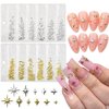 400Pcs Star Nail Charms for Nails Art 3D Gold Silver Star Nail Charms Metallic Studs Rhinestones Star Nail Jewelry Decorations Manicure Kit Nails Art Supplies Accessories for Women Girls Acrylic Nails