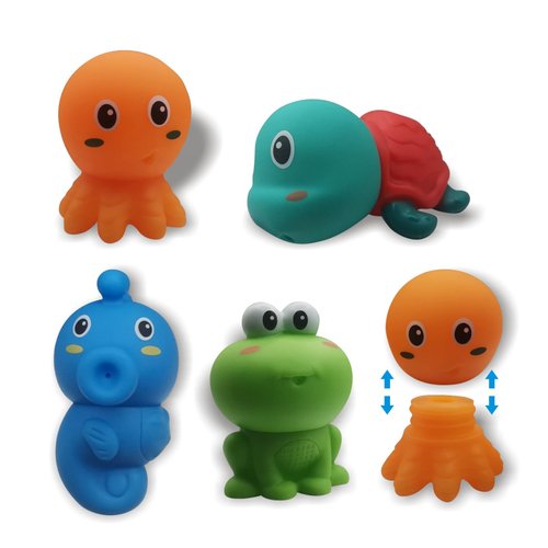 JHXXXL Mold Free Bath Toys for Kids Ages 1-3, Infant Toddlers Bath Squirter Toys 6 - 12- 18 Months- Baby Bath Time Bathtub Water Pool Summers Toys(Animal 4pcs