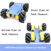4WD Metal Smart Car Chassis, MC100 Remote Control Omnidirectional Wheel Robot Platform Car Kit with 60mm Mecanum Wheel & DC TT Motor for Arduino/Raspberry pi/Micobit, DIY Maker Learning (Blue)
