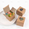 AUEAR, 50 Pack of Kraft Gift Boxes with Clear Plastic Heart Window 2x2x2 inch Black Treat Gift Boxes for Cake Candy Cookies Dessert