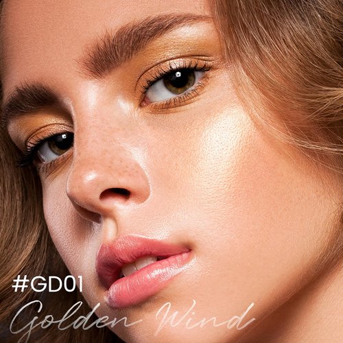 FOCALLURE Shimmer Liquid Highlighter, Smooth Cream Formula and Non-greasy Finish,Delivers a Natural Glow, Long Lasting Illuminator Highlighter Face Enhancing Makeup,Golden Wind