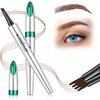 Eyebrow Pencil Microblade Eyebrow Pen - Waterproof Eyebrow Pen 4 Fork Tip Pencil Smudge Proof Long Lasting Brow Pen, Light Brown