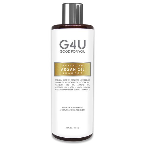 G4U Sulfate Free Shampoo with Argan Oil for Women and Men, All Hair Types, Dry, Damaged, Frizzy and Color Treated Hair. Natural Volumizing Moisturizing. For Home, Salons and Spas.12 Fl Oz
