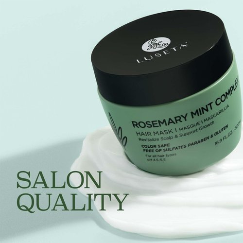Luseta Rosemary Mint Hair Mask for Dry Damaged Hair Strengthening Hair Treatment for Thinning Hair Deep Nourishment for Split Ends, and Breakage Color Safe for All Hair Type 16.9oz