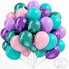 BAUANOOY Mermaid Balloons, 60pcs 12 Inch Pink Metallic Purple Green Blue Latex Balloons for Little Mermaid Birthday Decorations, Baby Shower, Under the Sea Party Decorations