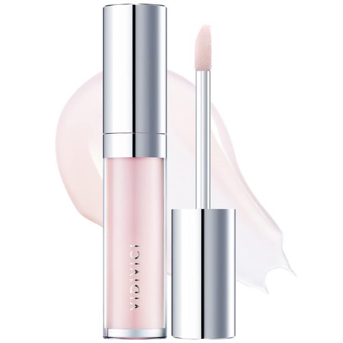 VIDIVICI Millennial Lip Oil #01 Luv Me Clear - Non-Sticky Dewy Gloss for Moisturized & Voluminous Lips - Overnight Lip Masks & Lip Sleeping Mask for Day & Night Use, 0.12 fl.oz.