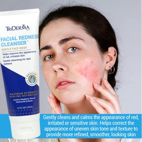 TriDerma Facial Redness Cleanser Face Wash, Gentle Cleansing for Red, Sensitive Skin 4.2 Ounces