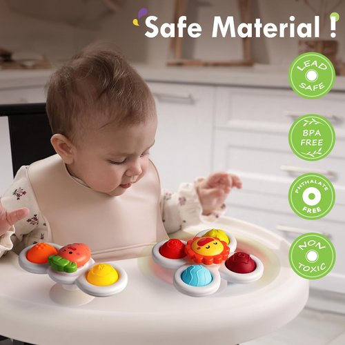 ALASOU 3PCS Pop Suction Cup Spinner Toys for 1 Year Old Boy Girl|Novelty Spinning Tops Bath Toys Age 1-2|Sensory Baby Toys Stocking Stuffers for Toddlers 1-3|12 18 Months Boy Birthday Gift for Infant