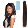 GEELOOK Tape in Hair Extensions Human Hair 14 inch Skin Weft Tape in Straight Thick Natural Hair Extensions with 12 Pieces Replacement Tape 20pcs 50g Natural Black #1B