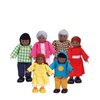 Hape African American Wooden Doll House Family| Dollhouse People Set of 6 Action Figure Set| Wire Adults: 4.3" H; Kids: 3.5" H