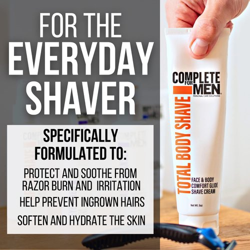 Total Body Shave Cream Face and Body Comfort Glide Shaving Moisturizer - Irritaition Free Shaving Cream - Skin Protecting For Every Day Shaving