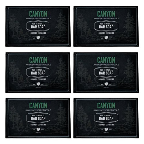 Live Bearded: All-Natural Bar Soap For Men, 6-Pack of 5 oz. Bars, Made in the USA - Exfoliates, Moisturizes - Bamboo, Charcoal, Pumice, Coconut, Avocado, and Argan Oils - Canyon Scent