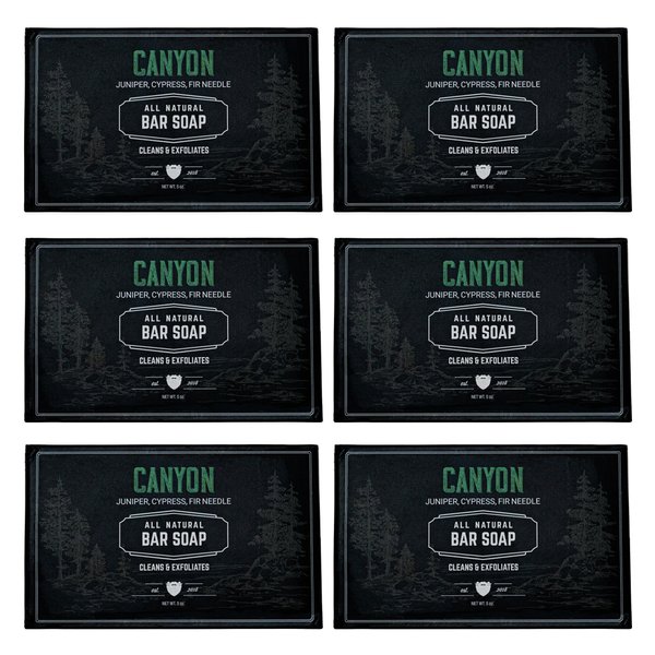 Live Bearded: All-Natural Bar Soap For Men, 6-Pack of 5 oz. Bars, Made in the USA - Exfoliates, Moisturizes - Bamboo, Charcoal, Pumice, Coconut, Avocado, and Argan Oils - Canyon Scent