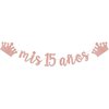 mis 15 años Banner, Mis Quince Años Sign For 15th Birthday Party Decoration For Girls, My 15th Birthday Party Decorations Supplies Rose Gold Glitter