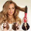 Hair Curling Iron Brush, Mini Curling Iron Ceramic Tourmaline Ionic Hot Curler Brush, Professional Anti-Scald Instant Heat Up Electric Wand for All Hair Types