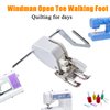 Windman Open Toe Walking Foot with Guide for Brother Singer Janome Sewing Machines Quilting Open Toe Even Feed Walking Foot for Stitching Stripes Plaids Multiple Layers Fabrics