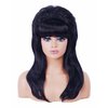 Gerulyss Retro Black Wig for 50S 60S 70S Beehive Long Wavy Wig for Women with Bangs Big Bouffant Costume Wig for Halloween,Party,Daily Use