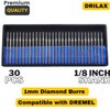 Diamond Drill Bits 1mm Set Jewelry Making Supplies Diamond Drill Bits for Glass Diamond Tipped Drill Bit Shells Gems Compatible with Dremel Tool Kit Lapidary Equipment 30 PCS in Drill Bit Organizer
