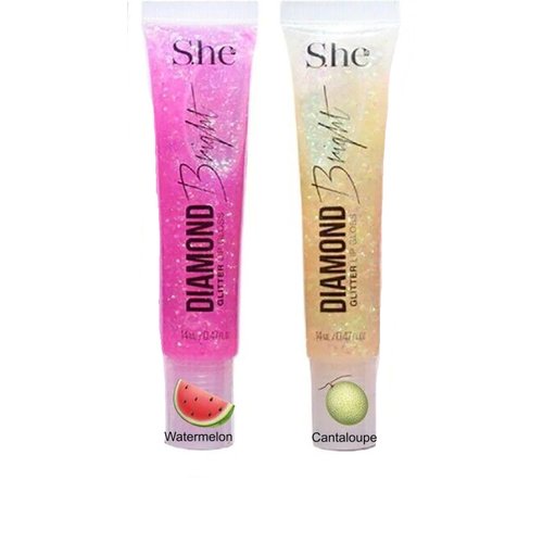 Prestige Biatta 2 PC SET DIAMOND GLITTER LIP GLOSS (Watermelon/Cantaloupe)