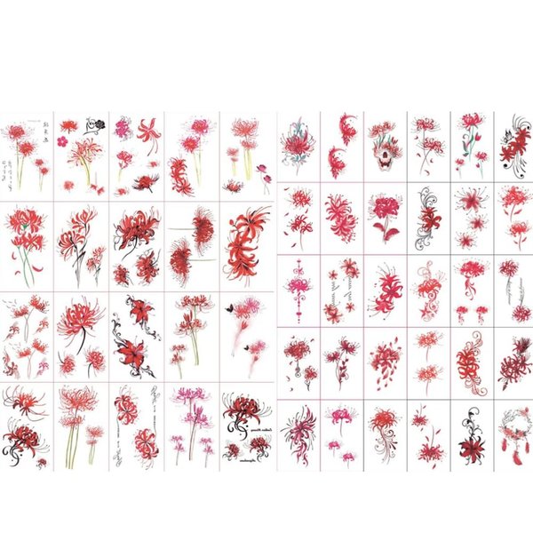 50 Sheets 2.3"x3.8" Spider Lily Flowers Temporary Tattoos Stickers Cute and Sexy Waterproof Women Ideal Bachelorette Party Tattoos Stickers for Women and Girls