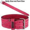 MRX Powerlifting Leather Belt 4" Wide 10mm Thickness Training Fitness Back Support Bodybuilding Belts with Steel 2 Prong Buckle Pink (Small)