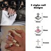 25 PCS Planet Nail Art Charms White Pink 3D Cross Nail Art Supplies with Rhinestones Saturn Shape Design Nail Gems Shiny Nail Jewelry Acrylic Accessories for Women Nail Decorations