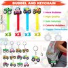 Monster Truck Party Favor 84 PCS Monster Truck Mini Pull Cars Treat Box Slap Bracelets Keychain Bubble Paper Straws Gift Rewards for Kids Birthday Supply