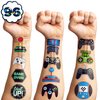 Game Stickers Temporary Tattoos Themed Birthday Party Decorations Favors Supplies Decor Cute Tattoo Sticker 8 Sheets 96 PCS Video Game Gifts for Kids Boys Girls Classroom Rewards Carnival Christmas