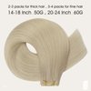 Full Shine 20 Inch Genius Weft Extensions Hand Tied Weft Hair Extensions Straight Human Hair Color Platinum Blonde Hair Extensions Sew In 60G Weft Human Hair Extensions Sew In Hair