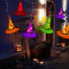 Tcamp Halloween Decorations Lighted Witch Hats Lights, 8Pcs Hanging Glowing Witch Hats with 44ft 104LED Halloween Lights String for Indoor, Outdoor, Yard, Tree Decor (8 Lighting Modes