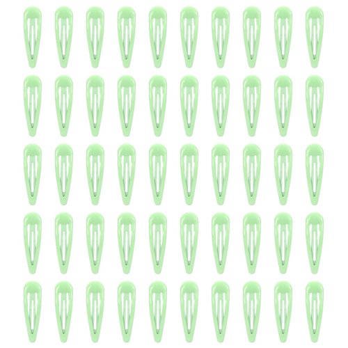 50 Pack Enamel Solid Green Snap Hair Clips for Women, 2 lnch No-Slip Barrettes for girls,Toddlers,Metal Hair Accessories (50pcs Green)