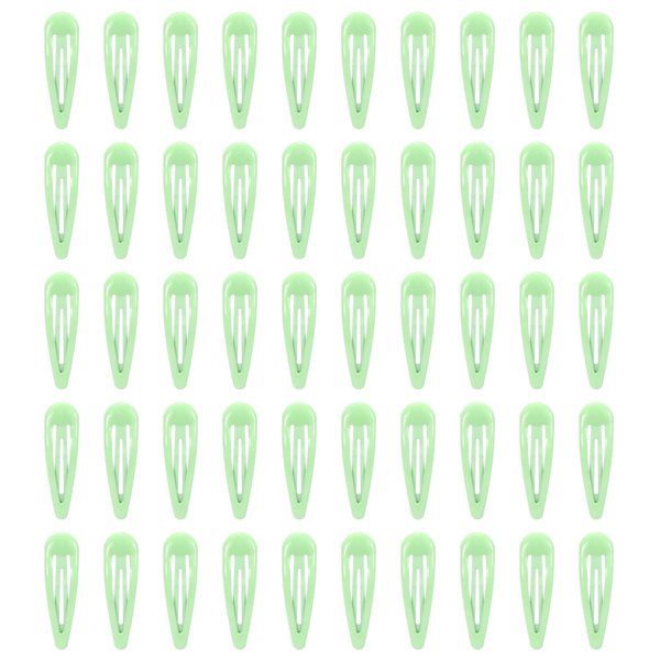 50 Pack Enamel Solid Green Snap Hair Clips for Women, 2 lnch No-Slip Barrettes for girls,Toddlers,Metal Hair Accessories (50pcs Green)