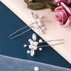 OIIKI 6 PCS White Pearl Bridal Hair Pins, Pearl Rhinestone Wedding Hairpins for Women, Crystal Pearls Hair Clips, U-Shape Hair Accessories, Pearl Hair Pins for Women, Girls, Brides, Bridesmaids