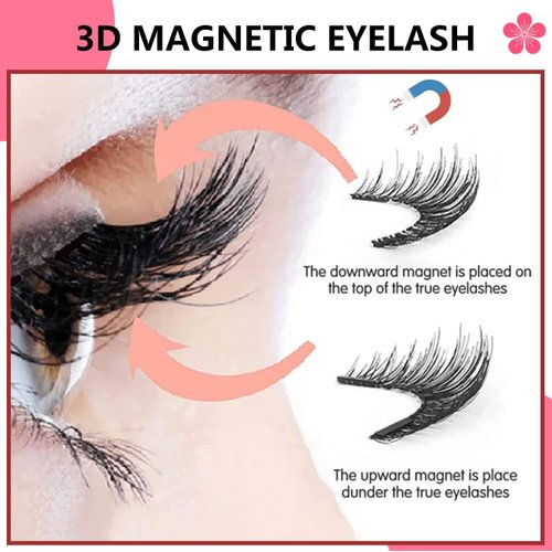 Magnetic Eyelashes without Eyeliner - Reusable Dual Magnetic lashes with 16 Pairs, No Glue 3D False Eyelashes Kit, Magnetic Eyelashes Natural Look