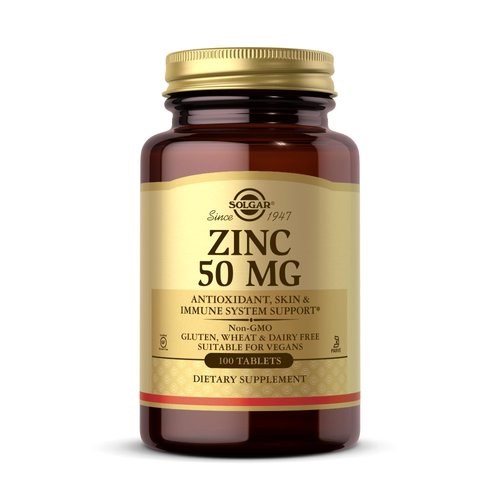 Solgar Zinc 50 mg - 100 Tablets - Antioxidant, Skin &amp; Immune System Support - Non-GMO, Vegan, Kos...