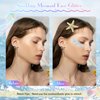 JELUTAR 3 Pcs Starfish Hair Clips Set, Mermaid Costume Accessories with Face Body Glitter and Pearl Stickers for Women Girls, Perfect for Halloween and Cosplay, White Glitter Combo