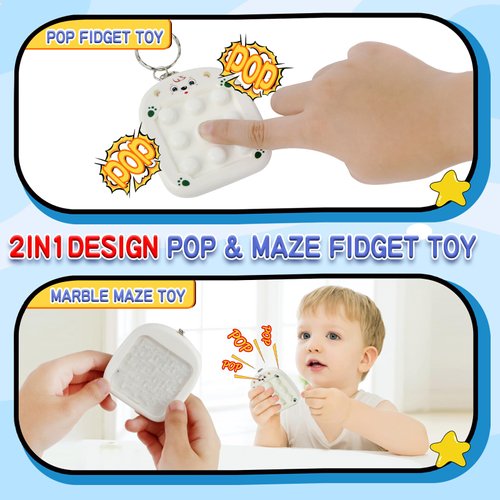 Pop Sensory Toys,Dual-Sided Stress Relief Pop Toy,Maze Game for Kids & Adults Anxiety Relieve,Portable Calm Down Fidget Toys,Party Favors Birthday Gifts for Kid/Teens, Blue