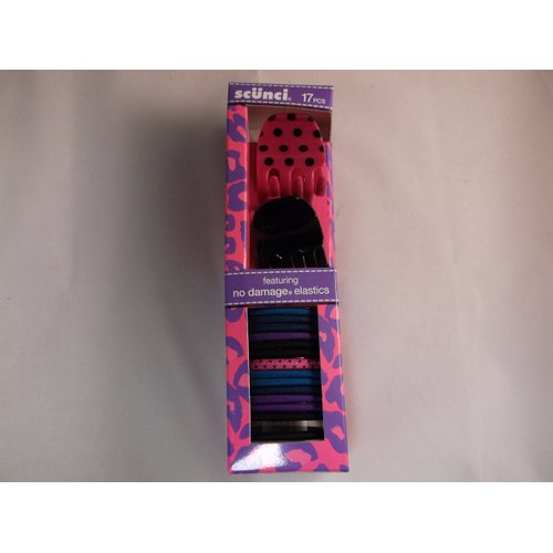Scunci 17 Pcs Hair Set 2 Jaw Clips and 15 No Damage Elastics