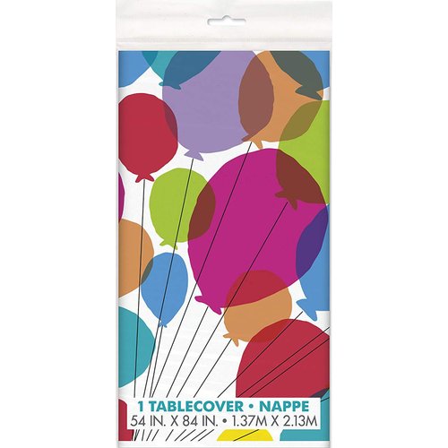 Balloons & Rainbow Birthday Rectangular Plastic Table Cover - 54"x 84" (1 Pc) - Premium & Vibrant Party Decoration, Perfect for Celebrations